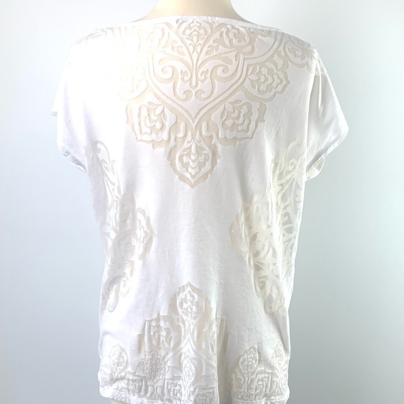 Womens dress tshirt glass beads design  burnout pattern Scoop neck cap sleeves - Picture 5 of 7